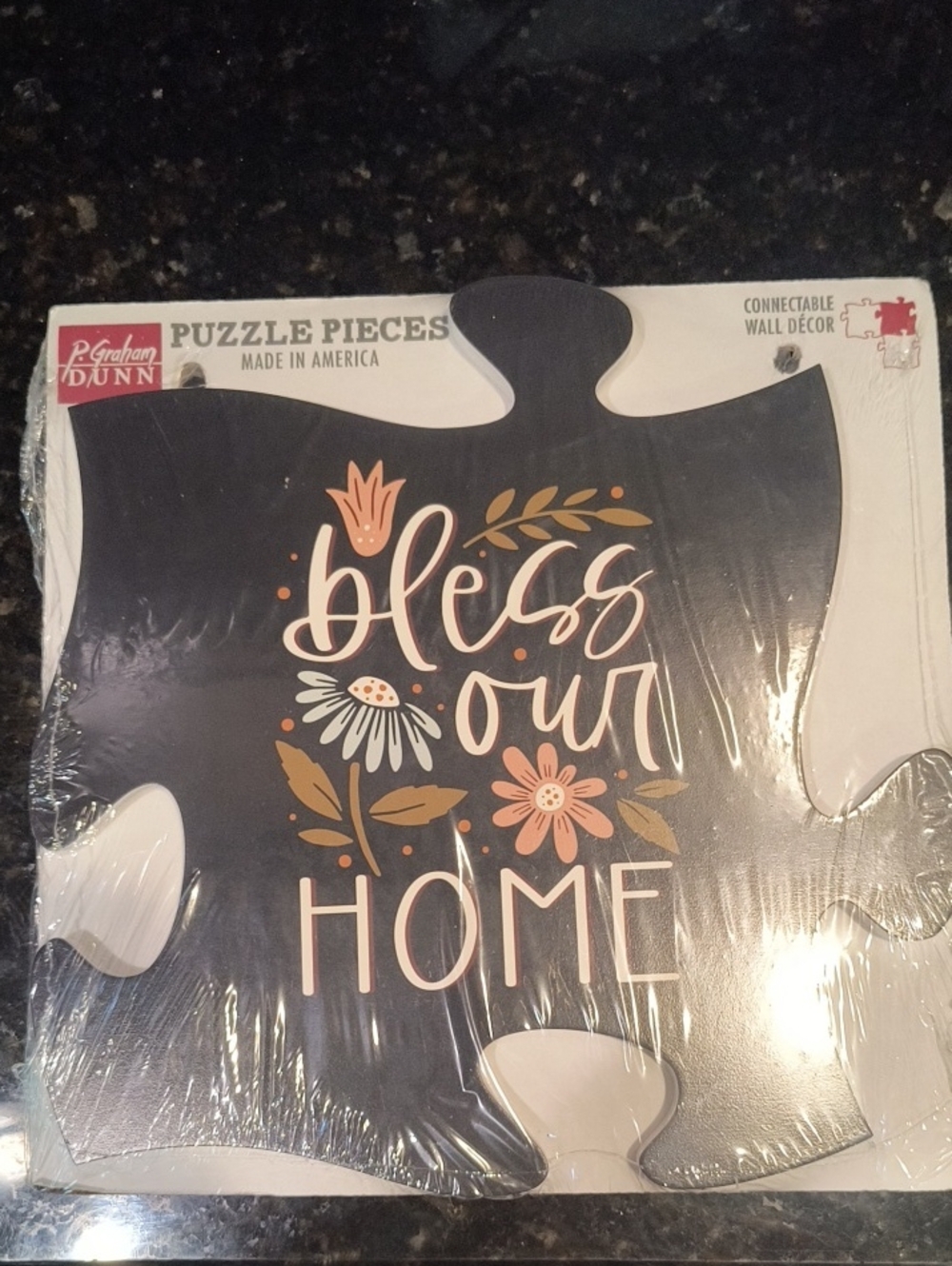 New P. Graham Dunn "Bless Our Home" Puzzle Piece Wall Decor - Black